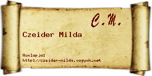 Czeider Milda névjegykártya